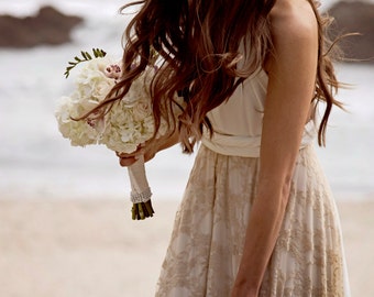 Boho wedding dress, Wedding dress, Beach wedding dress, bohemian lace wedding dress, beach bridal gown, golden lace gown beach wedding dress