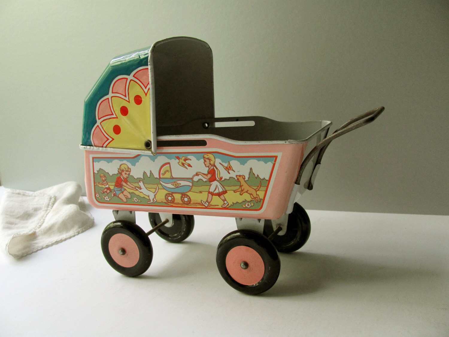 antique doll stroller metal