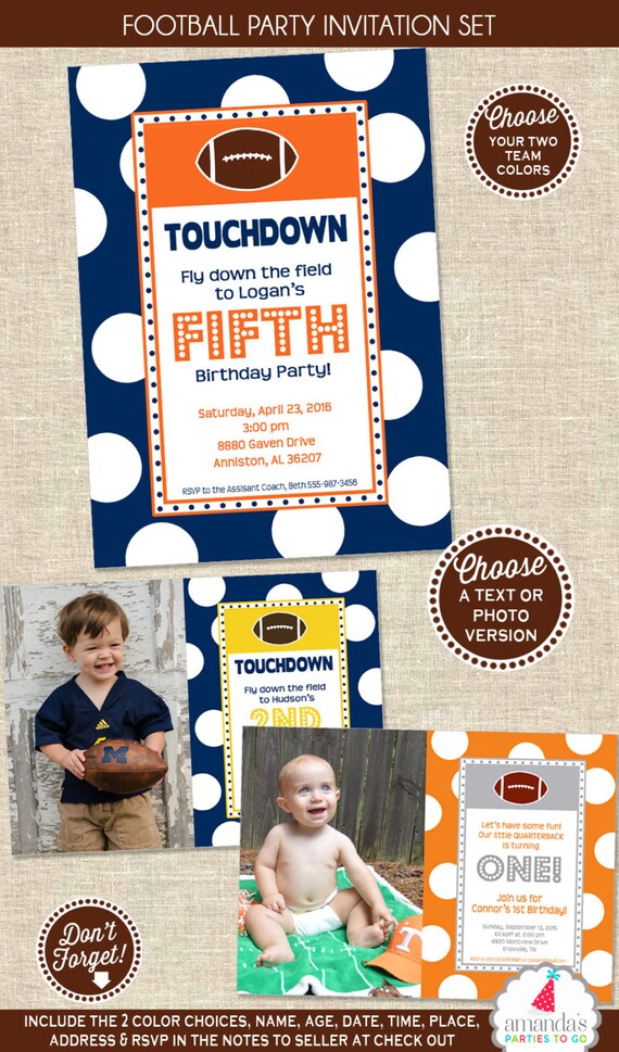 Football Party Invitation | Football Birthday Invitation | Football Invitation | Sports Party Printable Invitation | Amanda's Parties To Go Il_570xn