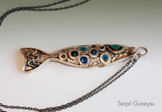 Designer Fish Necklace Pendant Pisces Jewelry Whimsical