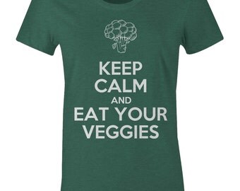 Keep Calm and Eat Your Veggies - American Apparel Womens Poly Cotton T-Shirt - Item 1771