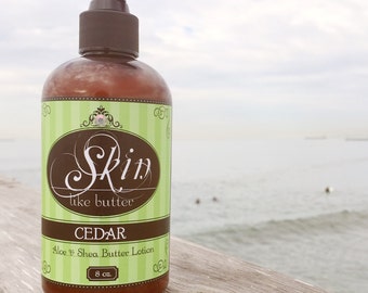 Vegan Body Lotion // CEDAR // Thick like body butter // Available in an 8 oz bottle or jar // non-greasy