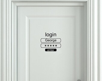 Custom Username Login Toilet Sign Bathroom Sign Toilet Sign Door Sticker Door Decal Toilet Decal