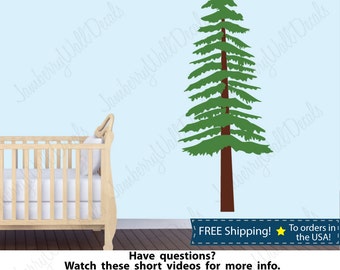 Pine Tree Wall Decal, Pine Tree Decals, Tree Wall Stickers, Tree Nursery Decals (Pine Tree Only Stock)