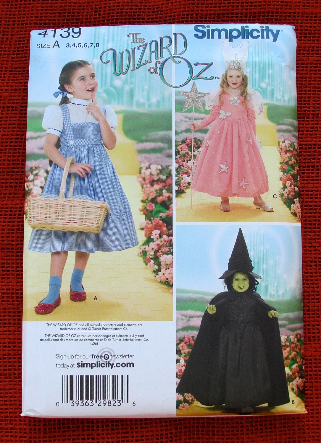 Wizard of Oz Costume Sewing Pattern Simplicity 4139 Dorothy