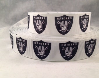 Raiders Ribbon - Oakland Raiders 7/8" Grosgrain Ribbon by the yard, for hair bows,crafting and more! Football Ribbon - Raiders