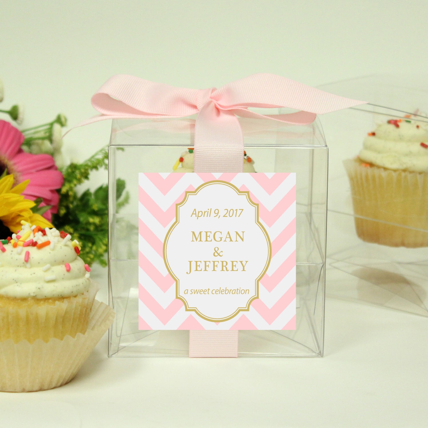 8 Personalized Cupcake Boxes Chevron Design ANY COLOR