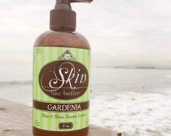 Vegan Body Lotion // GARDENIA // Thick like body butter // 8 oz bottle or jar // non-greasy // 25% off on your first order