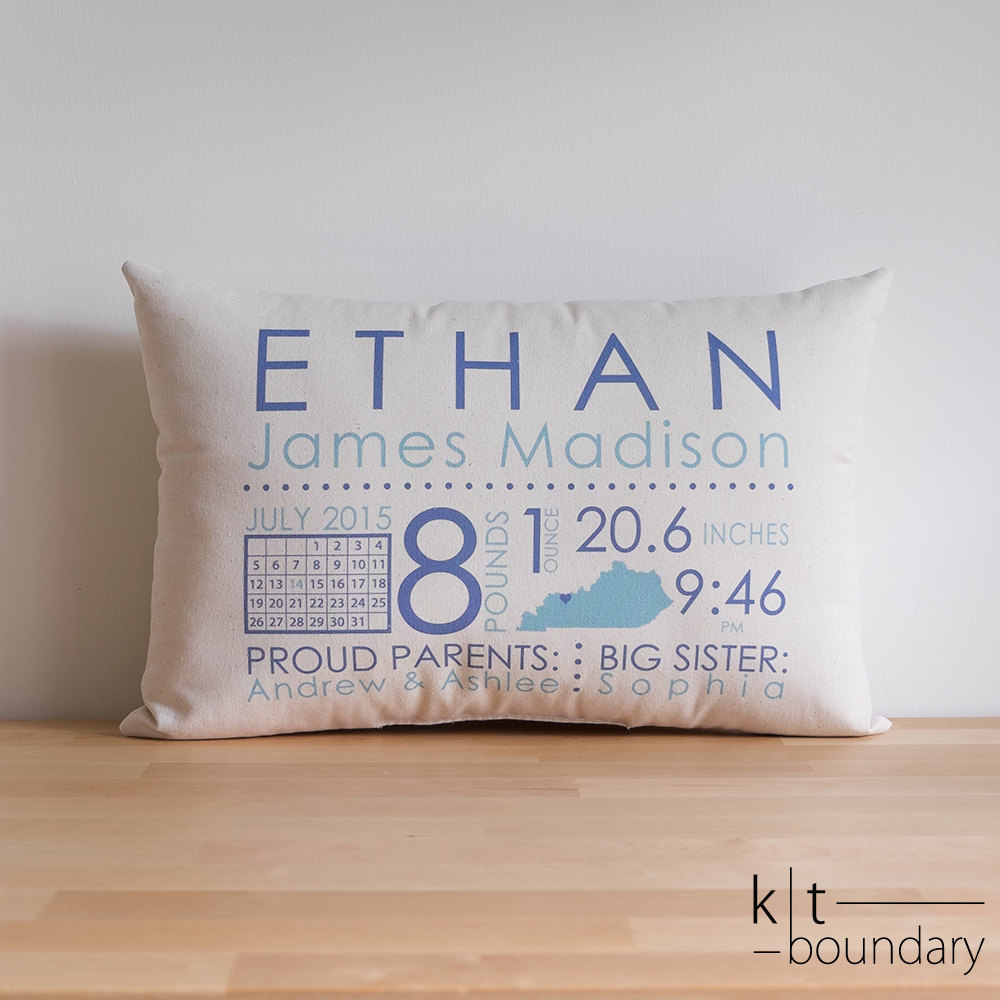 Personalized Baby Pillow Baby Announcement Baby by ktboundary24