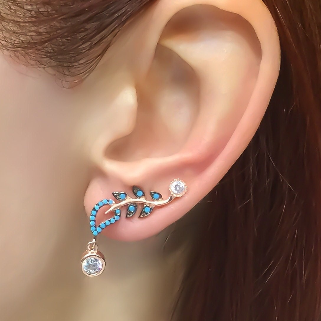 Ear cuff sterling silver ear crawler ear climber by TrendSilver