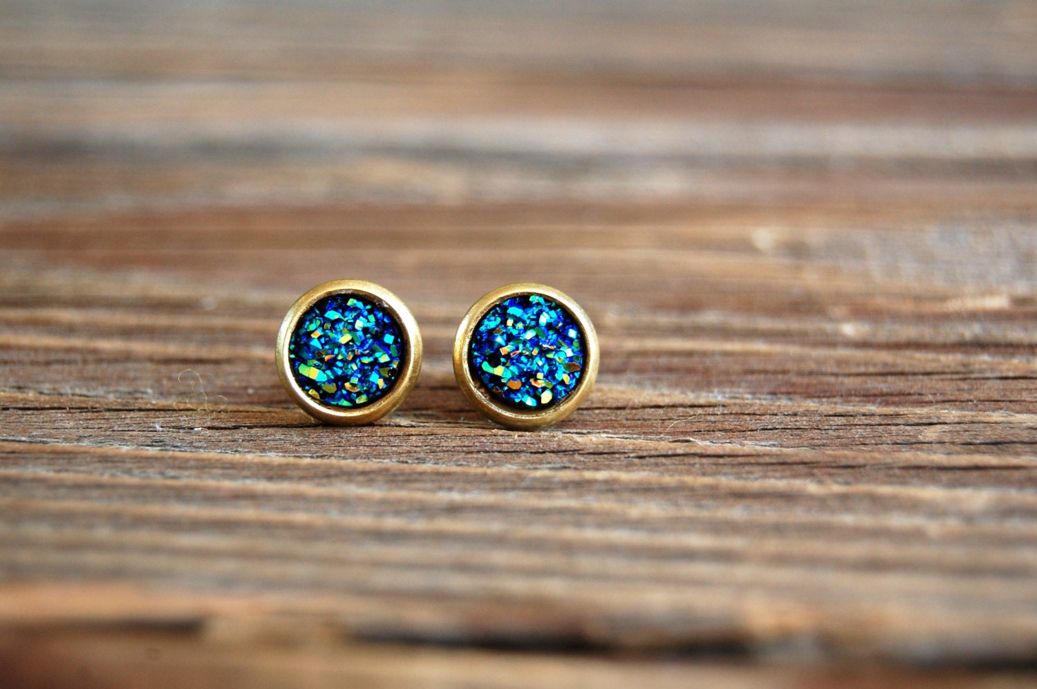 Metallic Resin Druzy Earrings Faux Druzy Stud Earrings