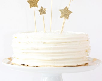 Gold Glitter Star Cake Toppers Wedding Cake Decorations Gold Glitter Party Supplies Twinkle Little Star Party 1st First Birthday Cake Topper
