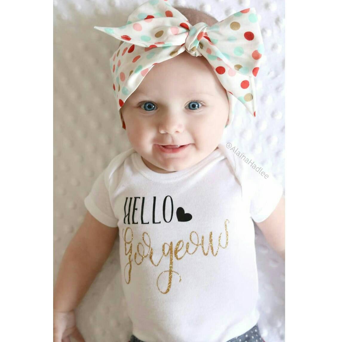 Gold Glitter Vinyl Onesie Hello Bodysuit Baby Girl