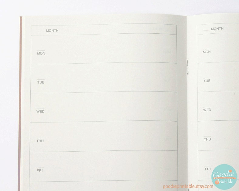 MUJI A5 Monthly Planner Weekly Planner Kraft by GoodiePrintable