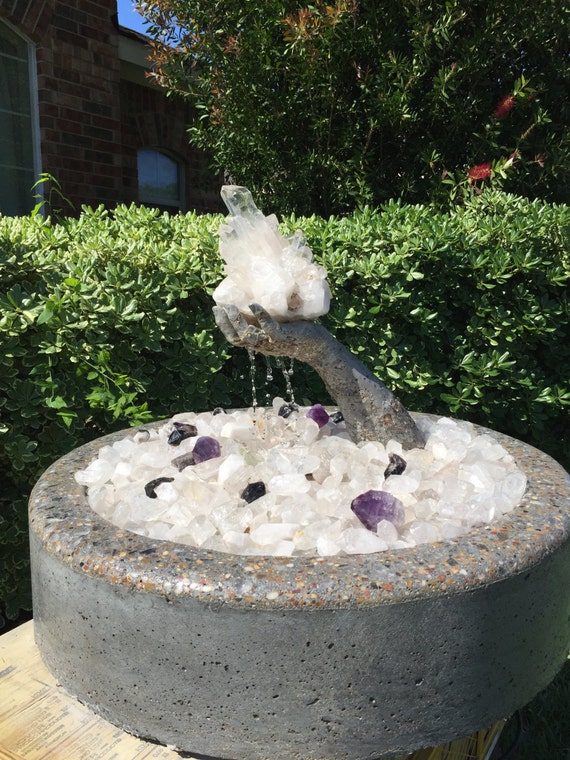 36 Large Crystal Fountain w/ Round Concrete Bowl