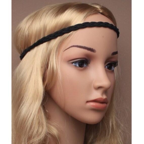 Black platted forehead brow band