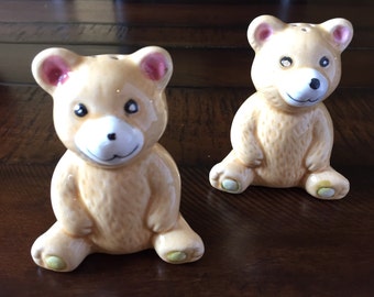 Ceramic Teddy Bear Salt and Pepper Shakers