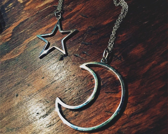 Moon Necklace, Silver Moon Necklace, Moon pendant, Gold, Sterling Silver, Rose Gold Moon Pendant