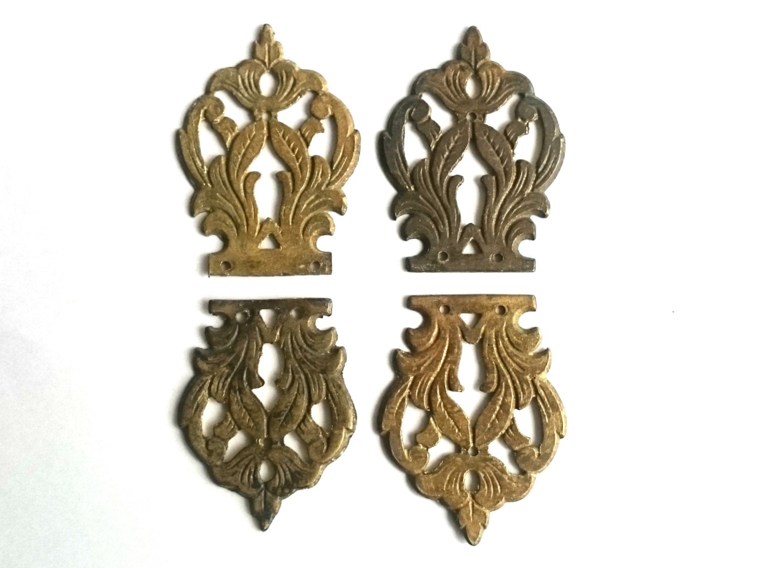 Set Antique solid brass ornaments / furniture appliques.