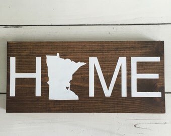 State HOME wood sign, Minnesota home handmade wood sign, state wood sign, home decor, nursery wood sign, baby wood sign, wood signs,