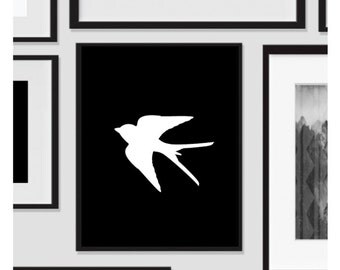 Sparrow Bird, Black White, Print and Ship, Wall Art, Artwork, Home Decor, Modern Print, Print Art, Nature Art, Color, Decorations, Digital