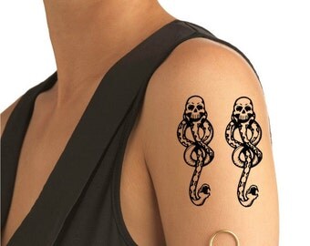 Temporary Tattoo - TEMPORARY TATTOO - Set of 12 Harry Potter Deathly Hallows Symbols / Set of 2 Dark Marks