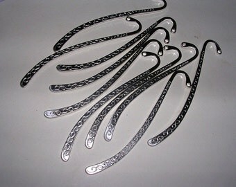 Bright Silver Bookmarks Shepherds Hook Metal Bookmark Blanks Ornate Scrolled Bookmarks Double Sided 10 Beadable Silver Book Marks
