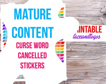 Printable Planner Stickers MATURE CONTENT Curse Word Swear Word Cancelled Stickers F This Happy Planner Rainbow BrightPlanner