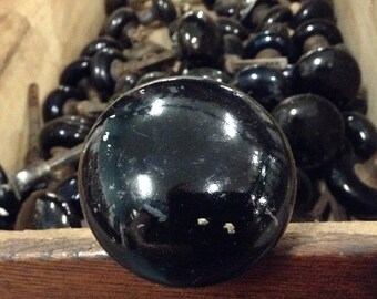 Black Porcelain door knobs, set
