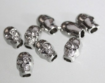 20pcs--Skull Beads, Silver Tone, 9x6mm (B3-12)