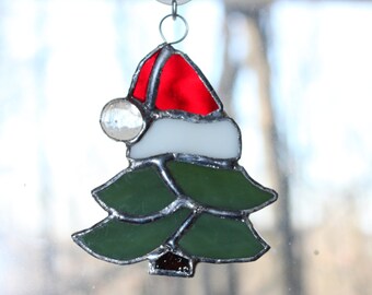 Handmade Stained Glass Christmas Tree Suncatcher