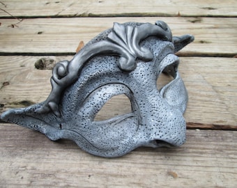 costume Gargoyle mask, masquerade mask, silver and grey, larp, mask with ears, adorable, cute
