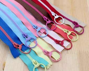 Handmade supply/20cm 30cm pouch zipper/adorable MACAROON COLOR zipper with ring/10 colors in