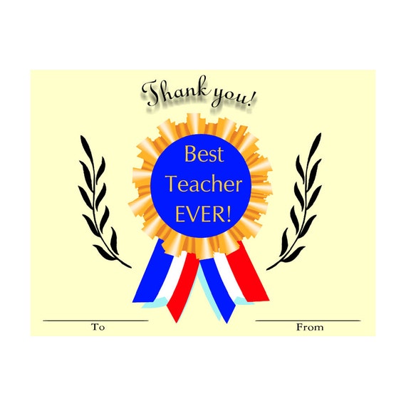 Best Teacher Ever Certificate Award 8 x 10 PDF Instant