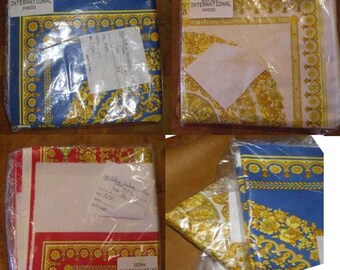Versace Fabric Panels, Red OR Blue Pillow AuthenticUnfinished in original packaging. They are to make pillows. Red Blue Cream Medusa