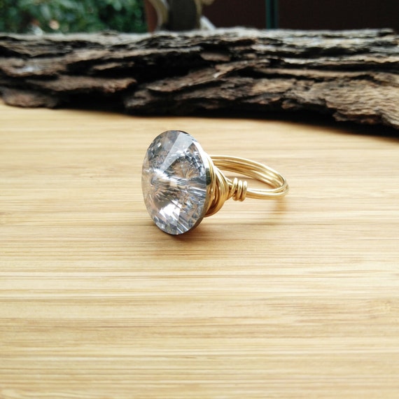 Swarovski Crystal Ring Swarovski by MoonstoneandIndigo on Etsy