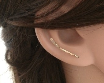 Gold Ear Climber Earrings, Simple Ear Climber Gold, Ear Crawler Earrings, Bar Earrings Gold, Climber Earrings Gold Ear Crawler Ear Climber