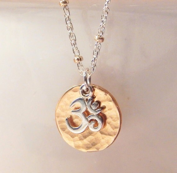 Unique Layered Ohm Necklace Silver and Gold by SimpleAndLayered