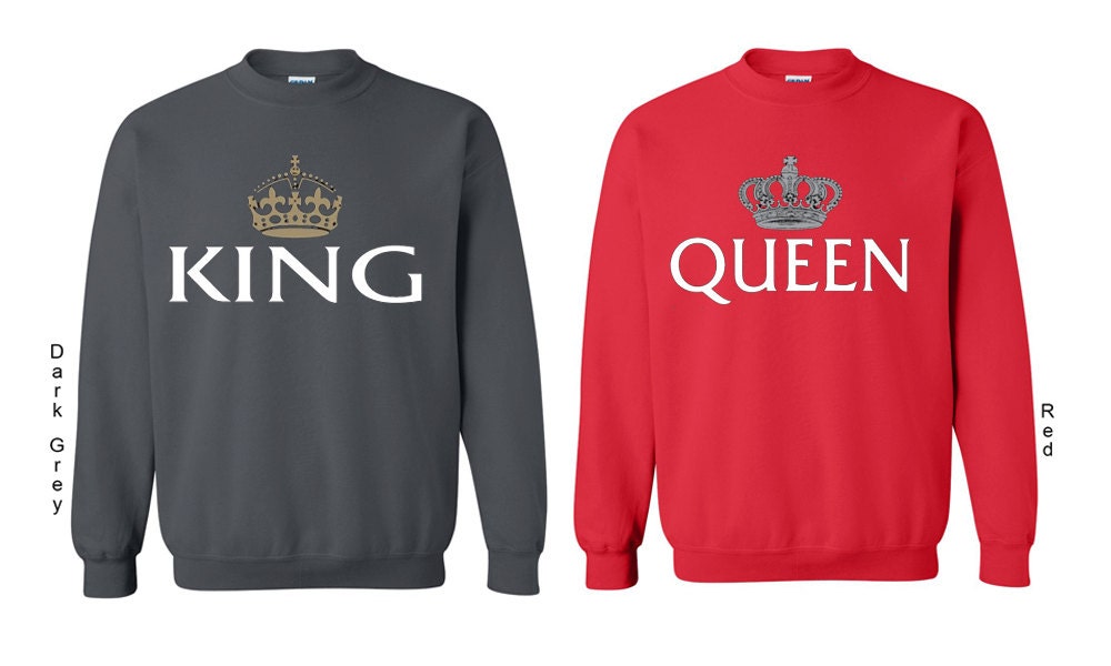 King Queen Couple Crewneck Sweatshirt Couple by Shopstyletees