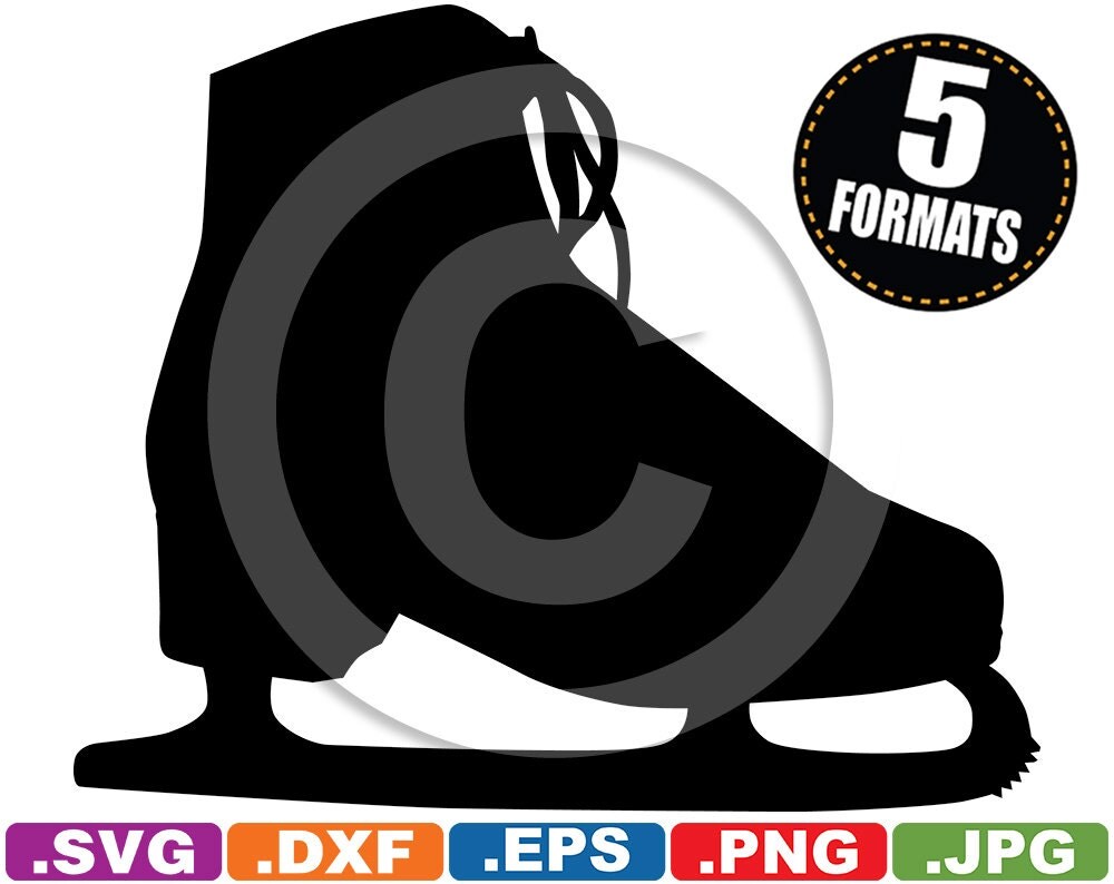 Ice Skate Silhouette Clip Art Image svg & dxf cutting files