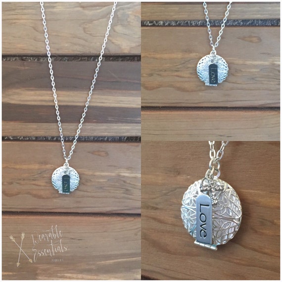 Essential Oil Diffuser Necklace with Charms 27mm Matte Silver