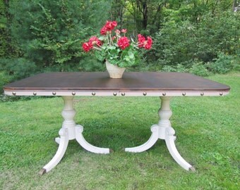 CUSTOM PIECE***Dining table/kitchen table, Shabby chic dining table,Cottage chic dining table, vintage, walnut top