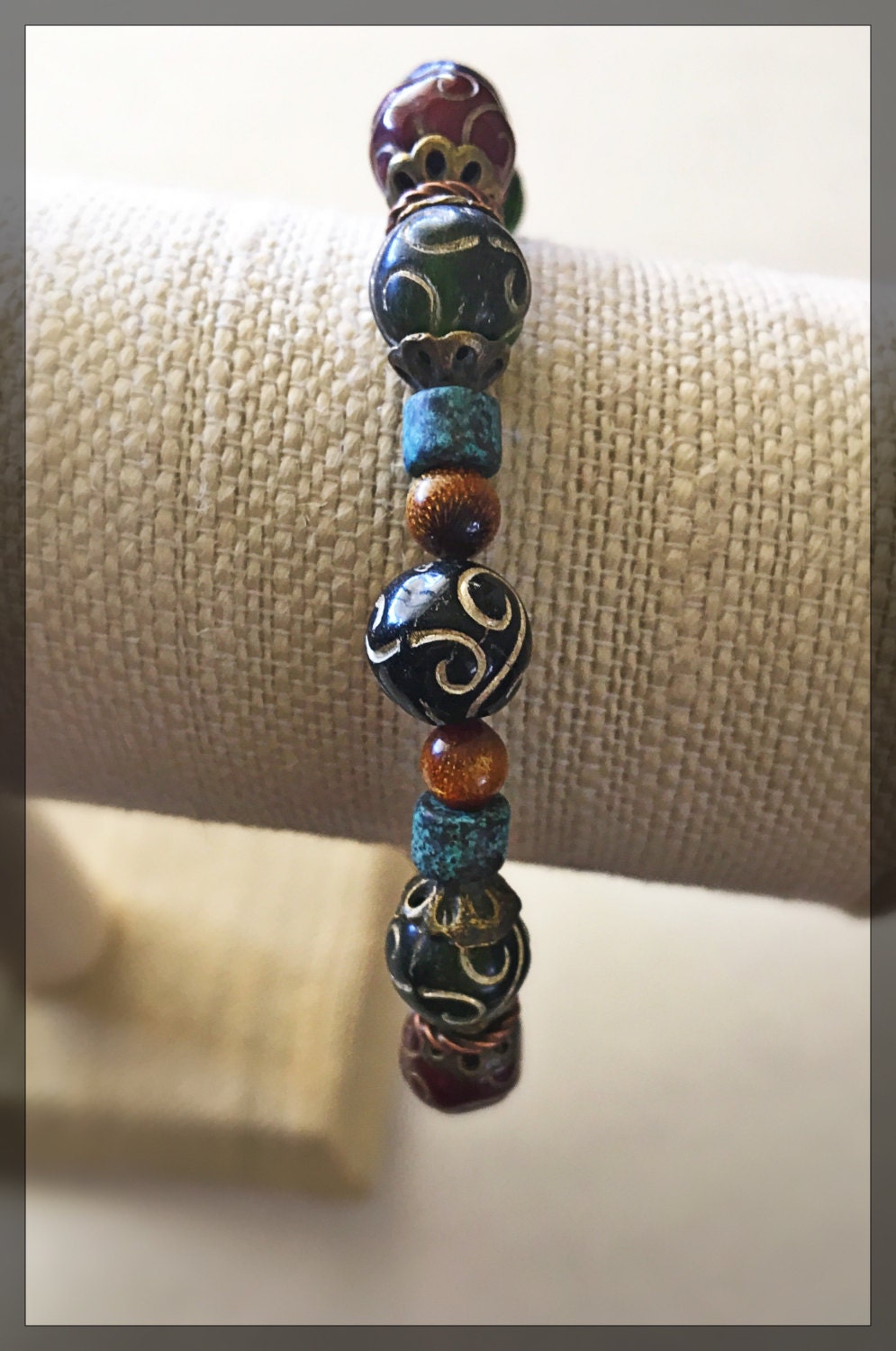 Bohemian Gypsy beaded bangle bracelet for by JustALittleKnotty