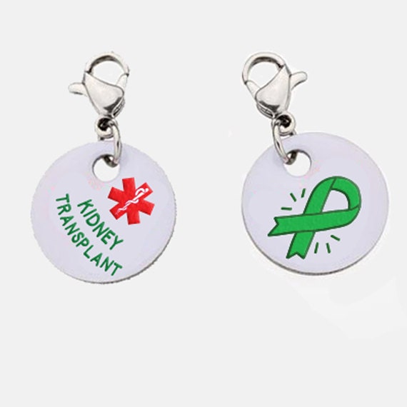 Kidney Transplant Medical Alert Bracelet Charm Large