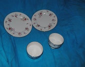 Fragrance Pattern Roya Victori Fine Bone China 4 PLATES and 4 BOWLS Vintage