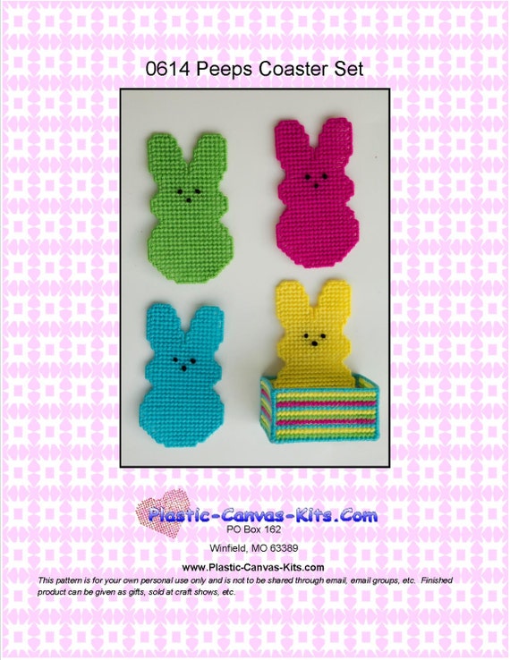 Easter Peeps Coaster Set-Plastic Canvas Pattern-PDF Download