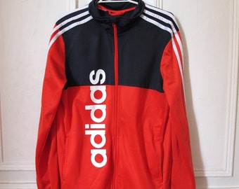 Items similar to Adidas Tracksuit - Black & Red - 1980s 