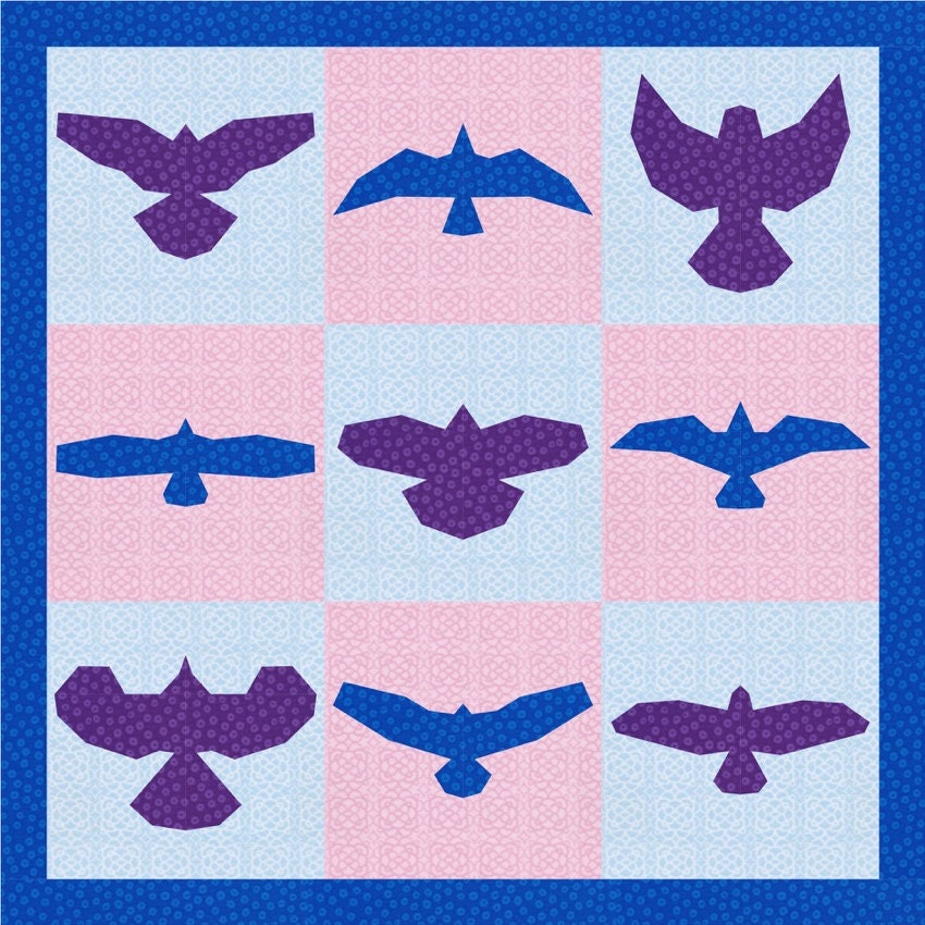 Birds in Flight 9 Quilt Block Patterns Foundation Paper