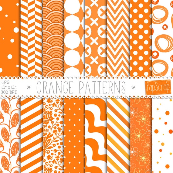 Orange digital paper : Orange Patterns orange