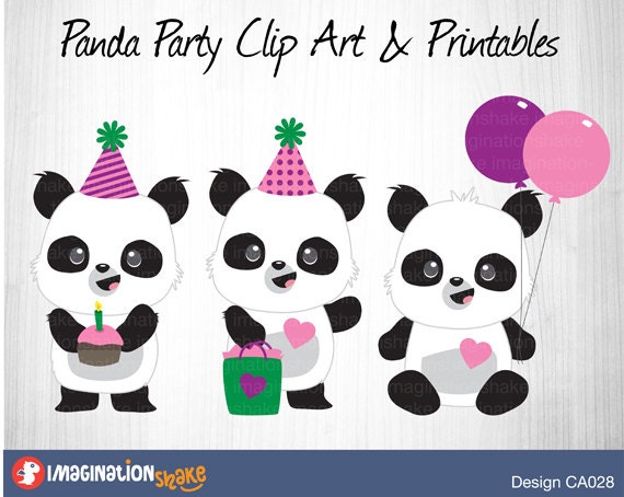 Panda Party Clip Art &amp; Printables Set CA028 / Clipart / Panda